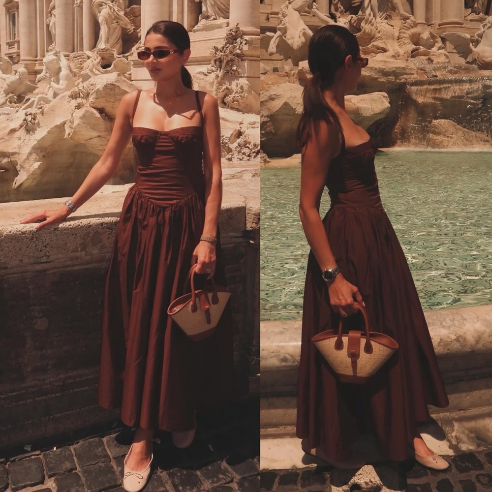 Tularosa Emma Tie Shoulder Dress Chocolate Brown NEW with tags